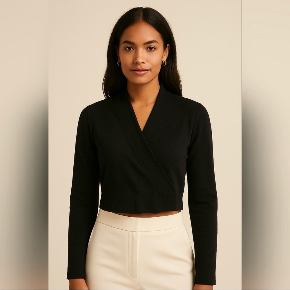 Calvin Klein Black Cropped Shrug Cardigan - Size: Large
